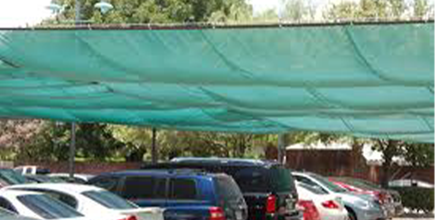 Parking safety nets installed in a building's parking area for vehicle protection
